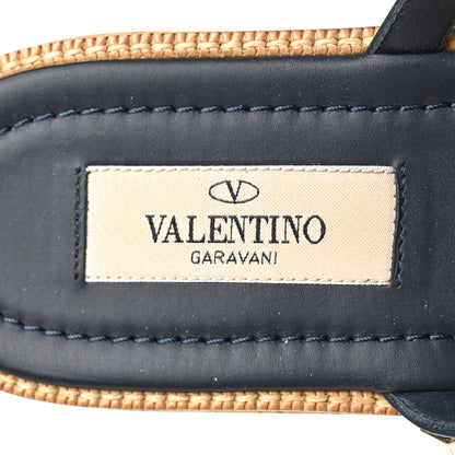 Valentino Garavani Calfskin Cork Rockstud Caged 30/50mm Platform Sandals 37.5 Marine 6 of 7
