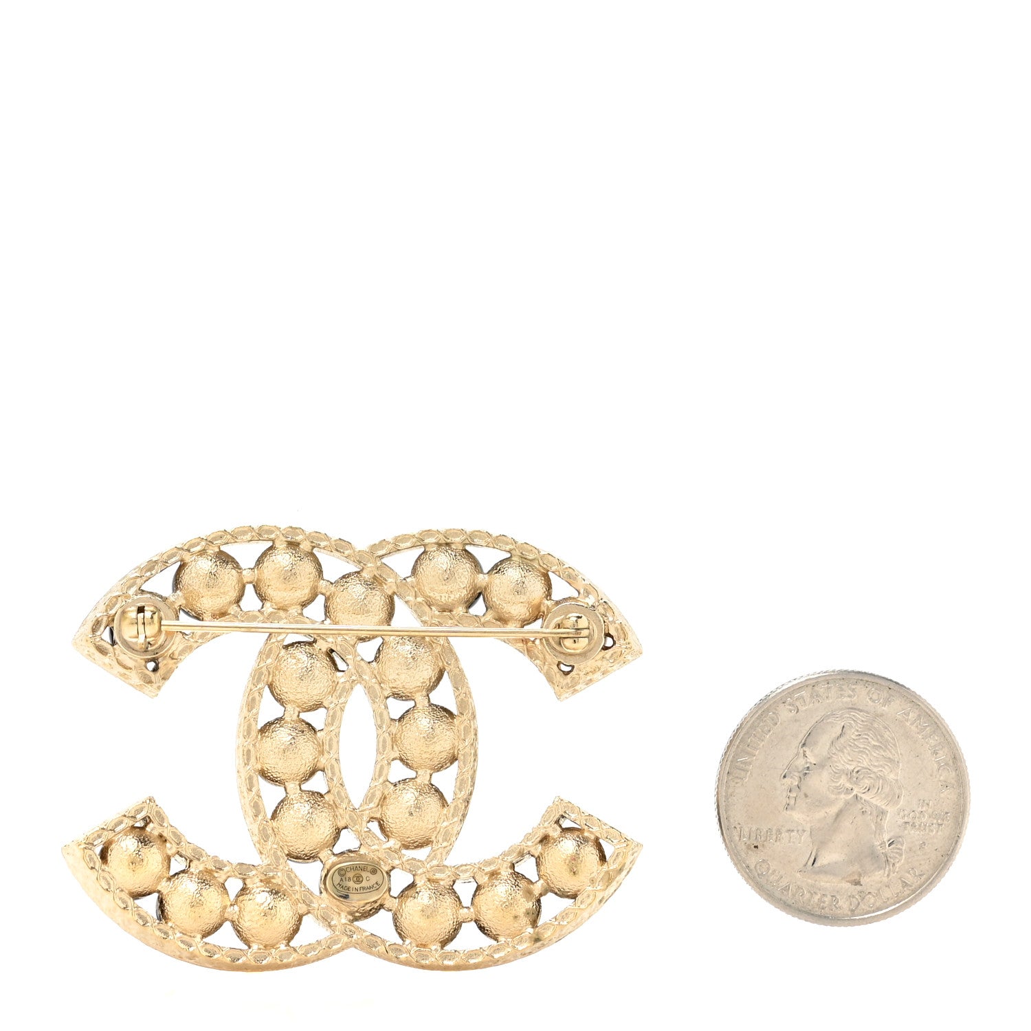 Chanel Bead CC Brooch Black Light Gold 2 of 4