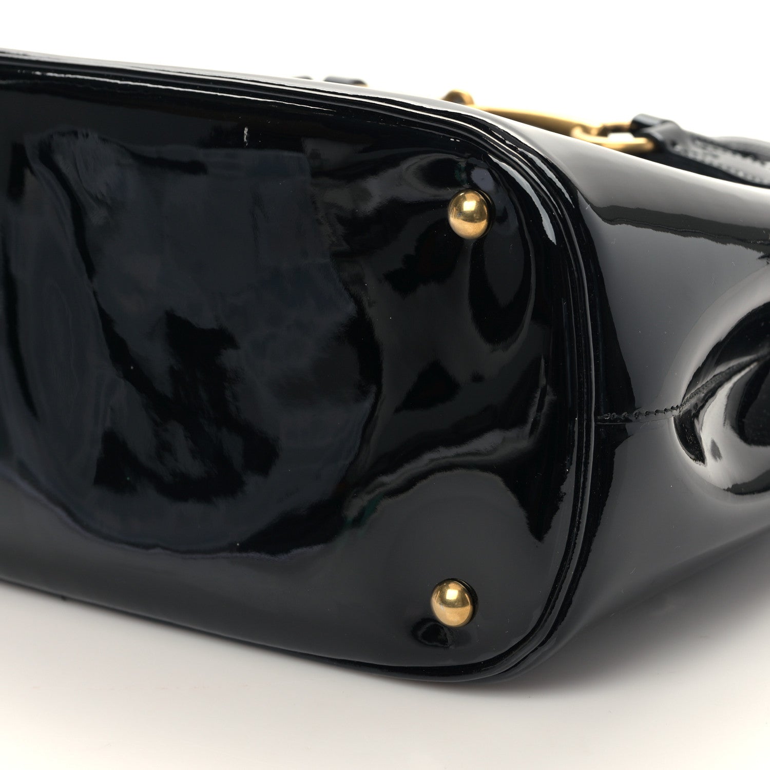 Gucci Patent Medium Bright Bit Top Handle Tote Black 9 of 10