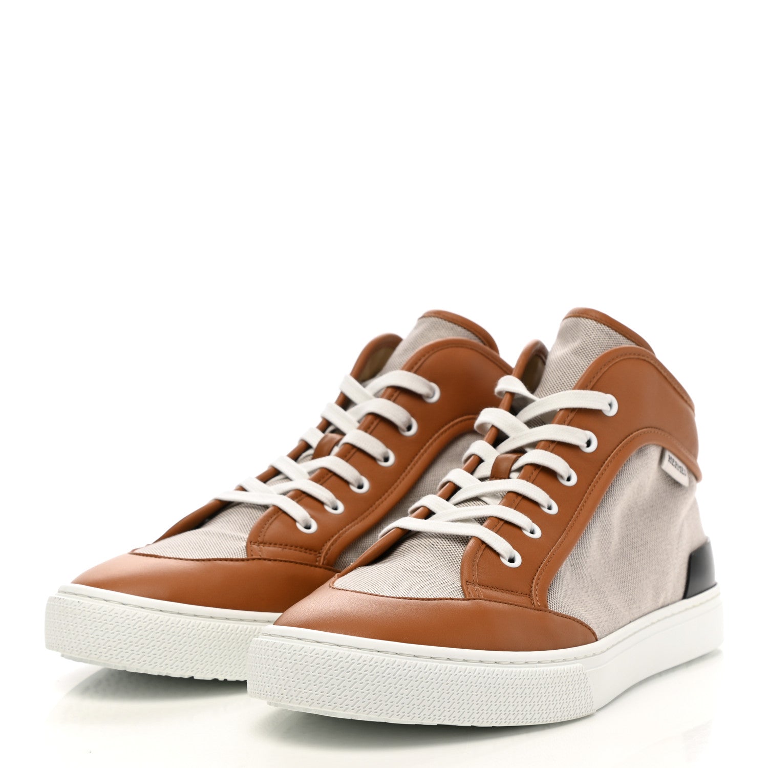 Hermes H Canvas Calfskin Mens Enjoy High Top Sneakers 43 Prunoir Naturel 3 of 9