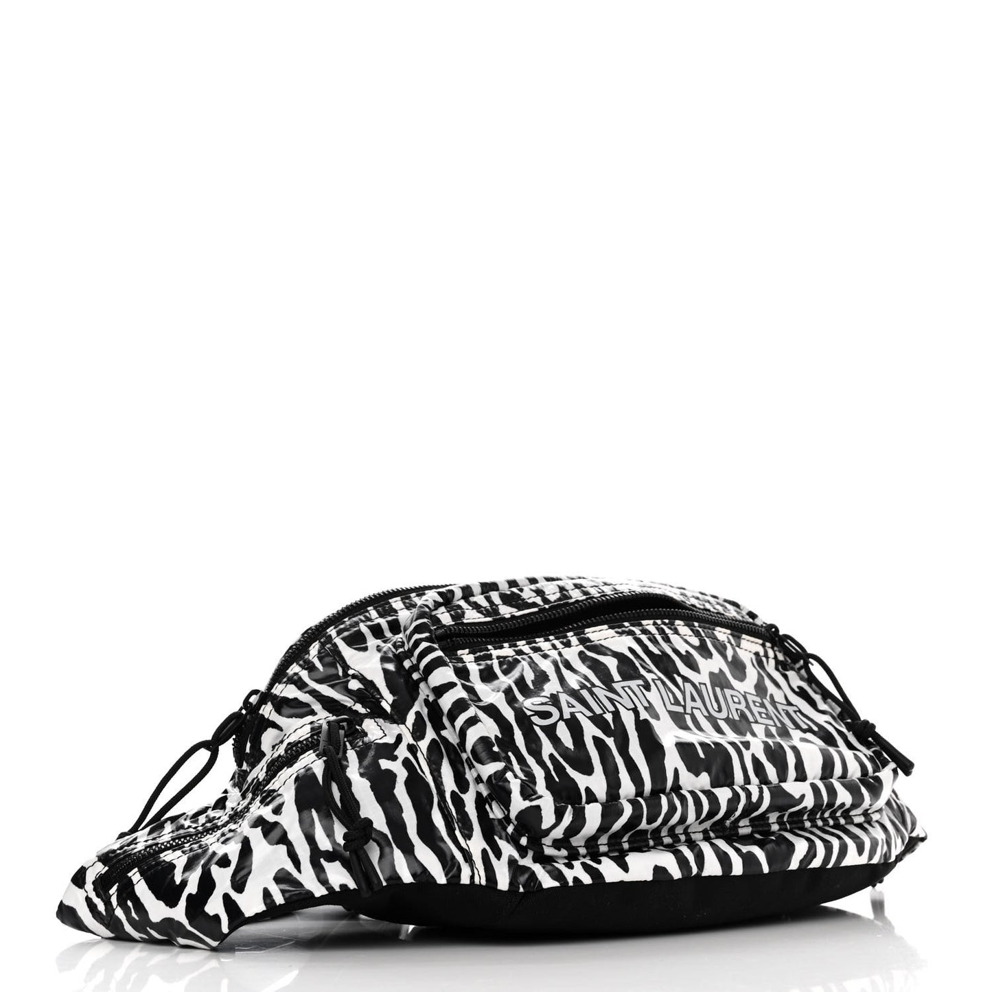 Nylon Leopard Print Belt Bag Black
