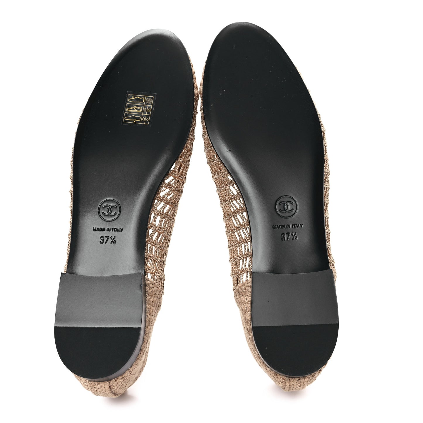 Raffia Cap Toe Ballerina Flats 37.5 Beige