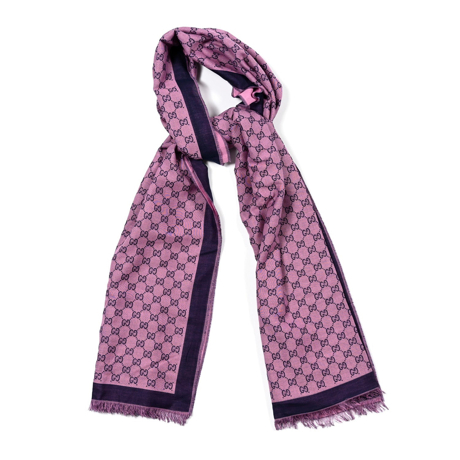 Gucci Cotton GG Monogram Lady Jammie Scarf Roseate Blue 1 of 3