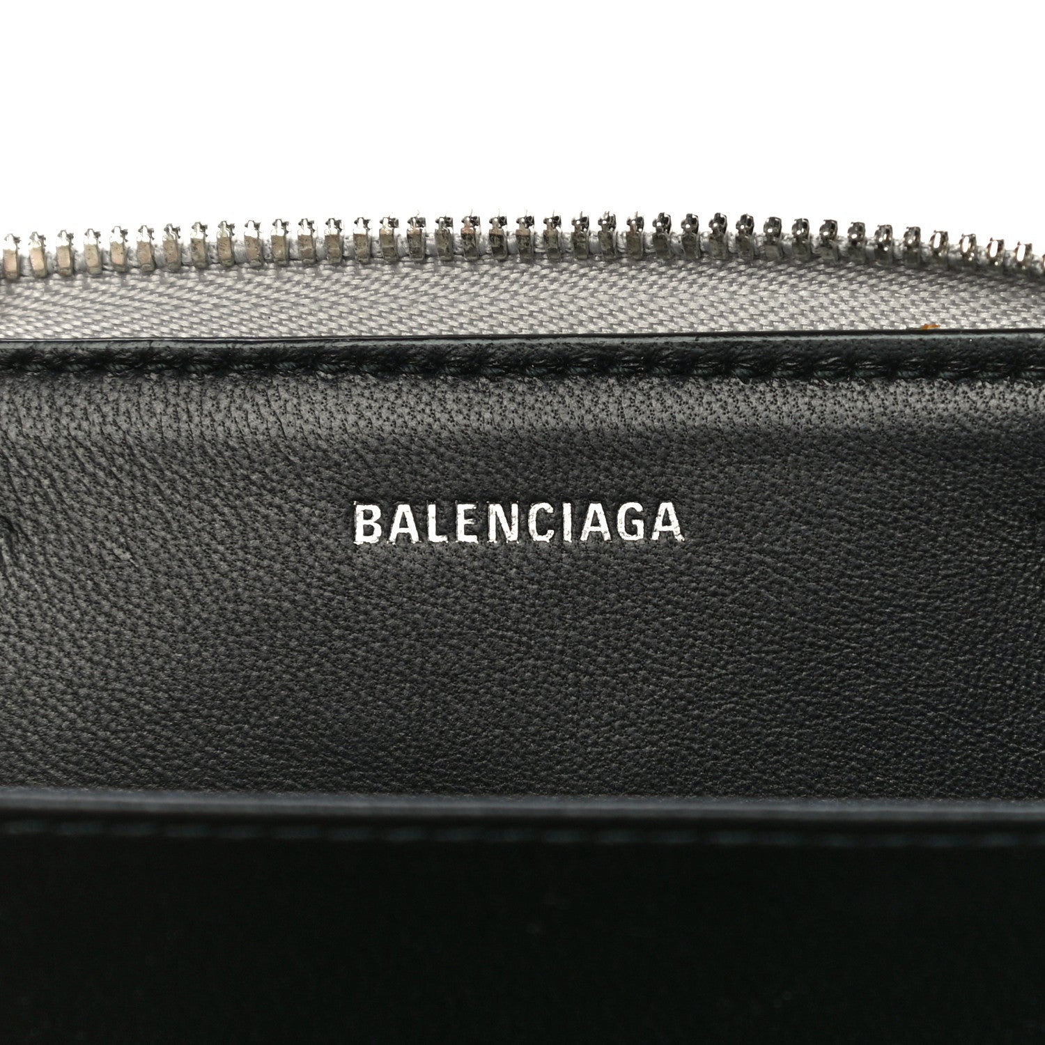 Balenciaga Metallic Calfskin Losange Monogram Everyday Zip Around Card Case Silver Black White 6 of 11