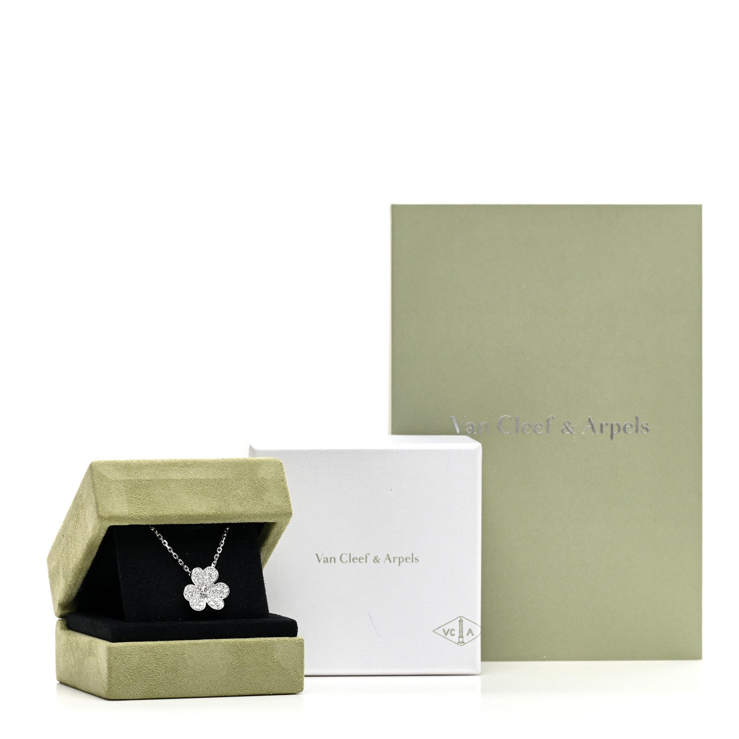 Van Cleef & Arpels 18K White Gold Diamond Small Frivole Pendant Necklace 5 of 5
