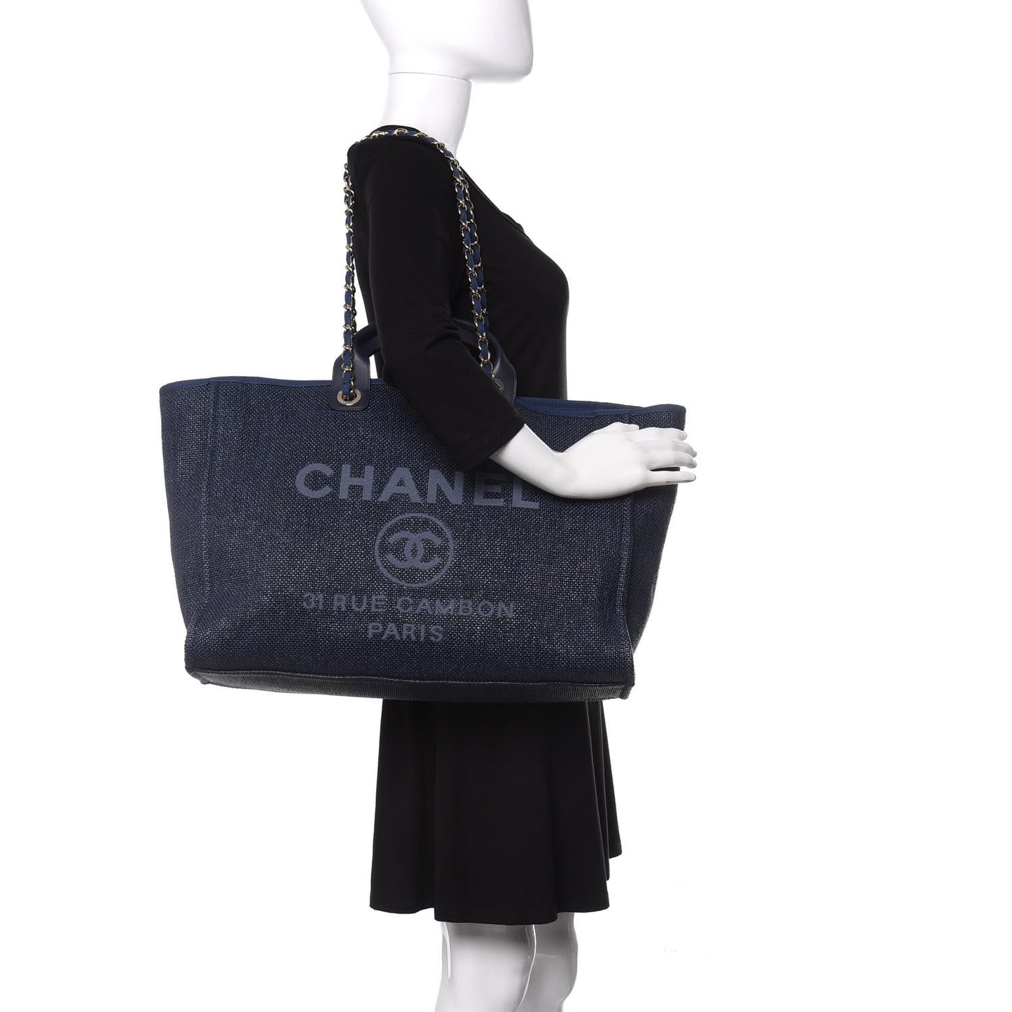 Canvas Medium Deauville Tote Dark Blue