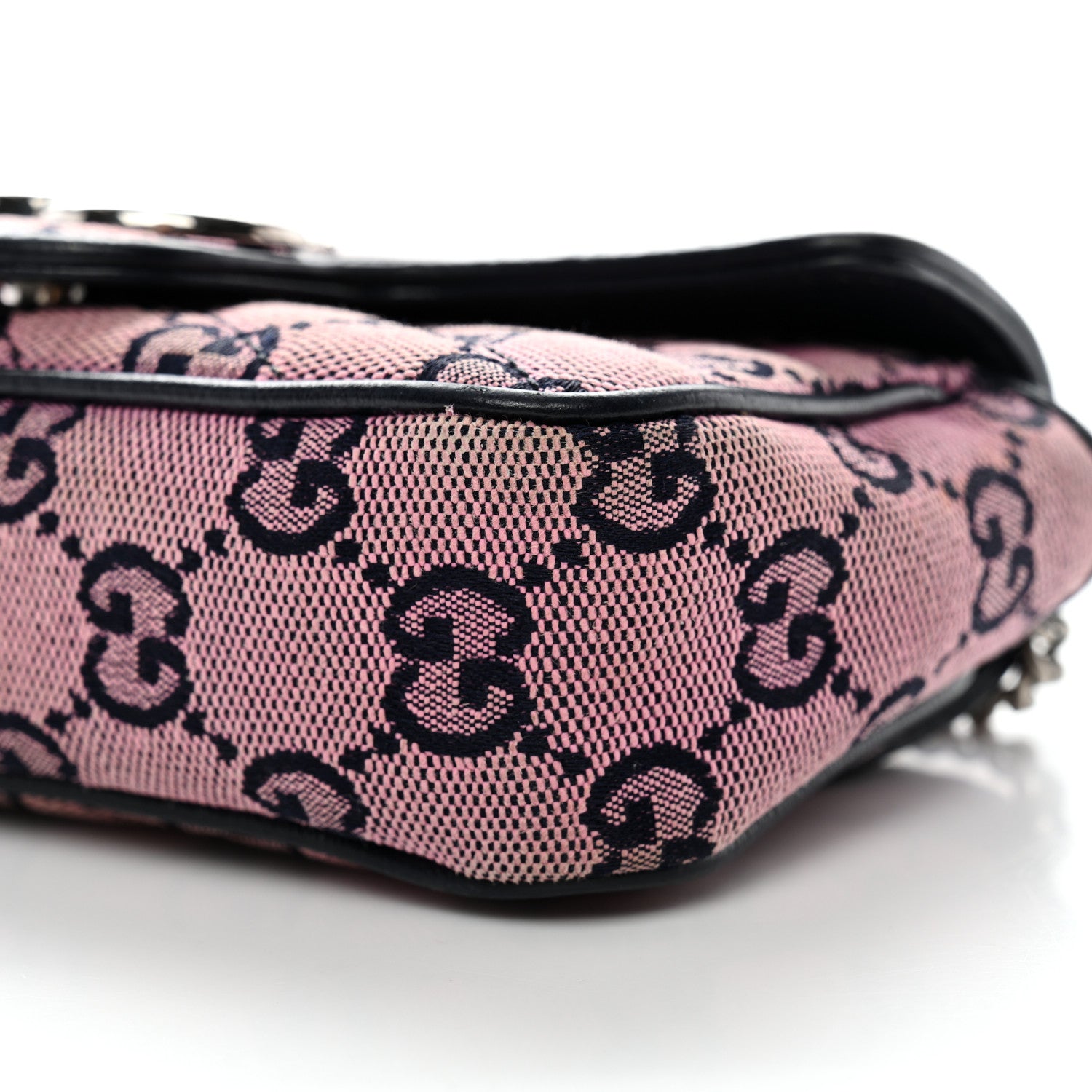 Gucci Monogram Multicolor Matelasse Diagonal Super Mini GG Marmont Shoulder Bag Pink Blue 9 of 15