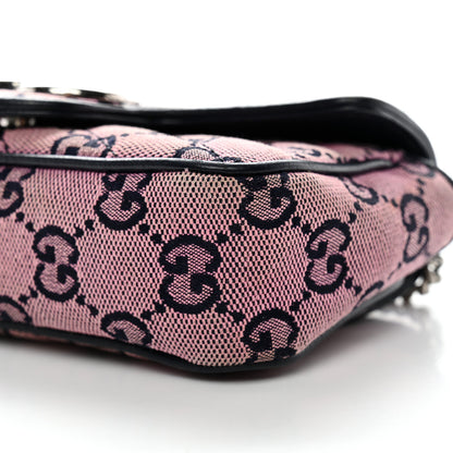 Gucci Monogram Multicolor Matelasse Diagonal Super Mini GG Marmont Shoulder Bag Pink Blue 9 of 15