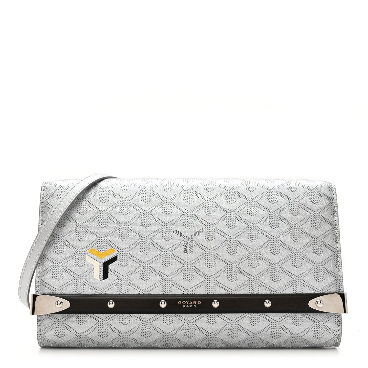 Goyardine Monte Carlo Bois Clutch With Strap Silver