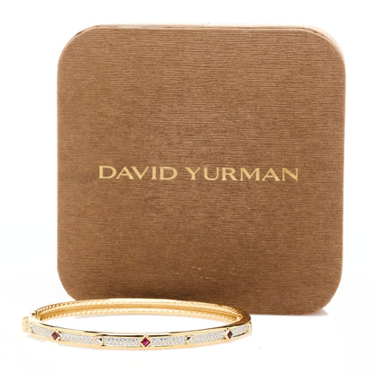 David Yurman 18K Yellow Gold Diamond Ruby Modern Renaissance Full Pave Bracelet 4 of 4