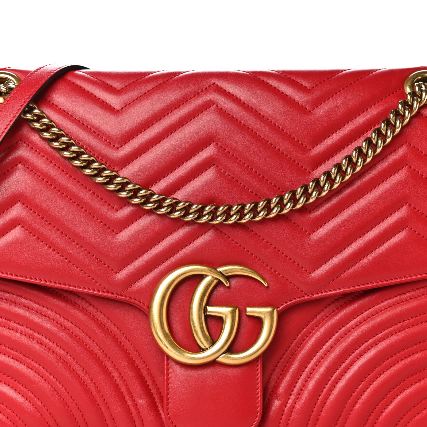 Gucci Calfskin Matelasse Large GG Marmont Shoulder Bag Hibiscus Red 8 of 19