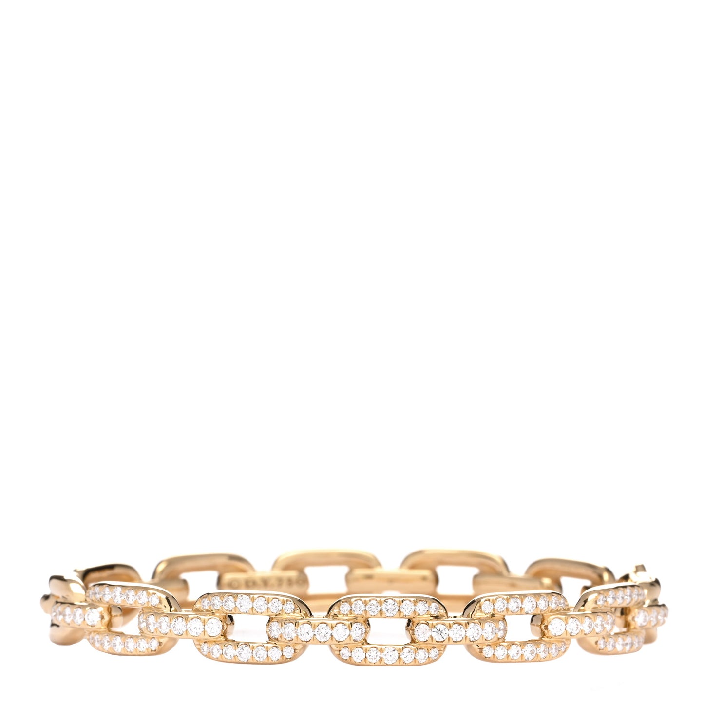 18K Yellow Gold Diamond 7mm Stax Chain Link Bracelet