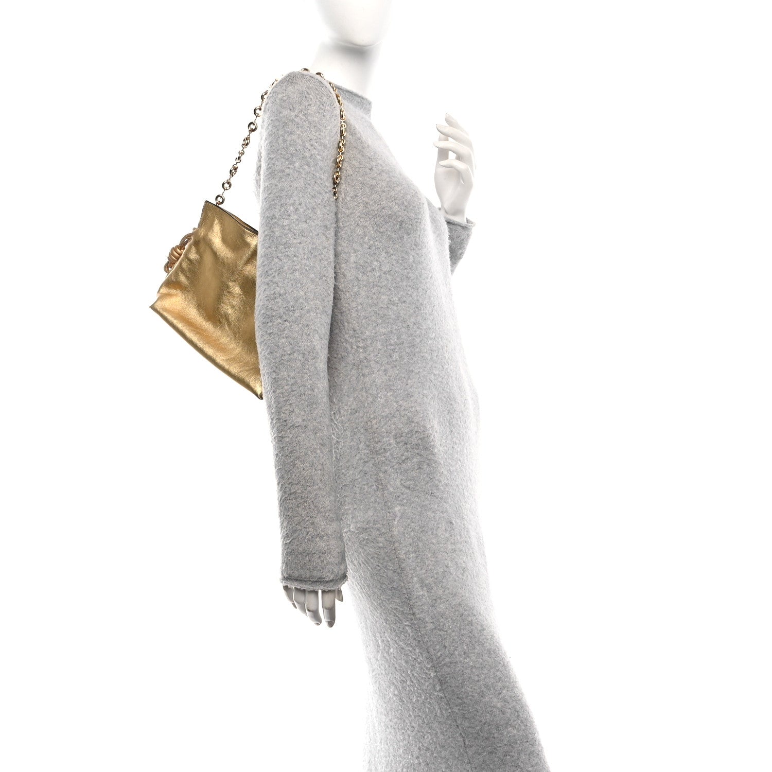 Loewe Metallic Calfskin Mini Chain Flamenco Knot Clutch Gold 2 of 9
