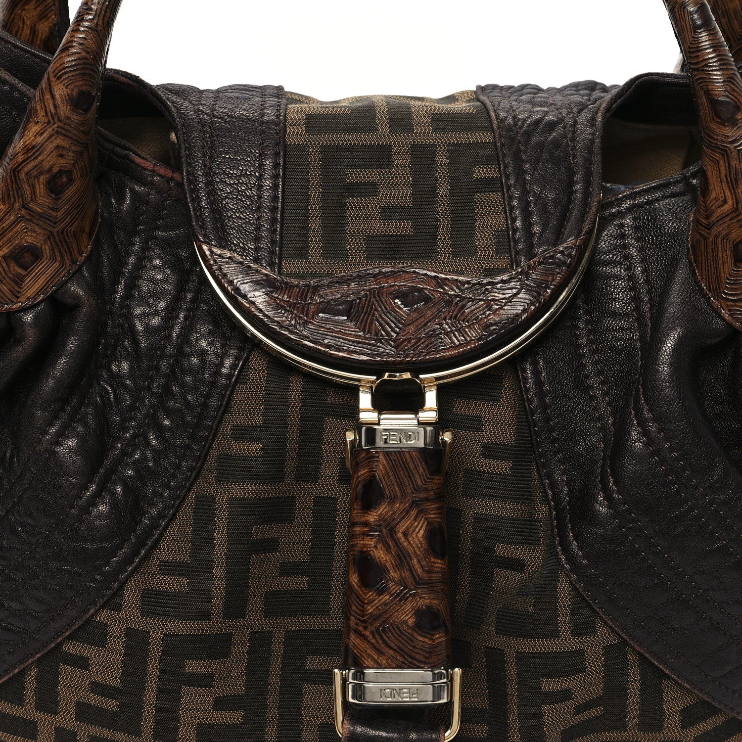 Fendi Zucca Nappa Nuvolata Vitello Tortuga Spy Tobacco Moro 8 of 13