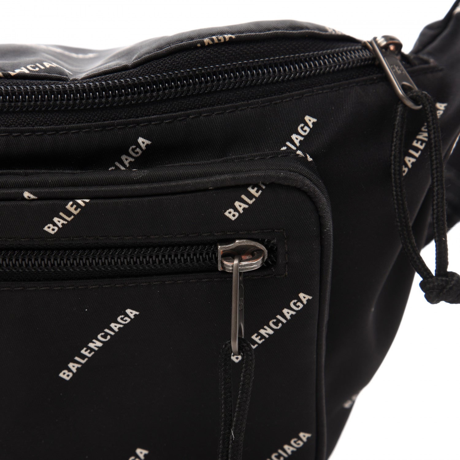 Balenciaga Twill Nylon Allover Logo Explorer Beltpack Black White 14 of 14