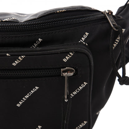 Balenciaga Twill Nylon Allover Logo Explorer Beltpack Black White 14 of 14