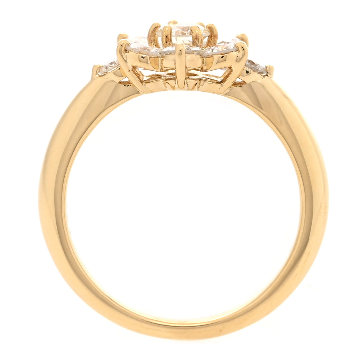 18K Yellow Gold Diamond 1.00ctw Flower Ring 51 5.75