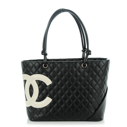 Chanel Calfskin Quilted Large Cambon Tote Black White 1 of 7
