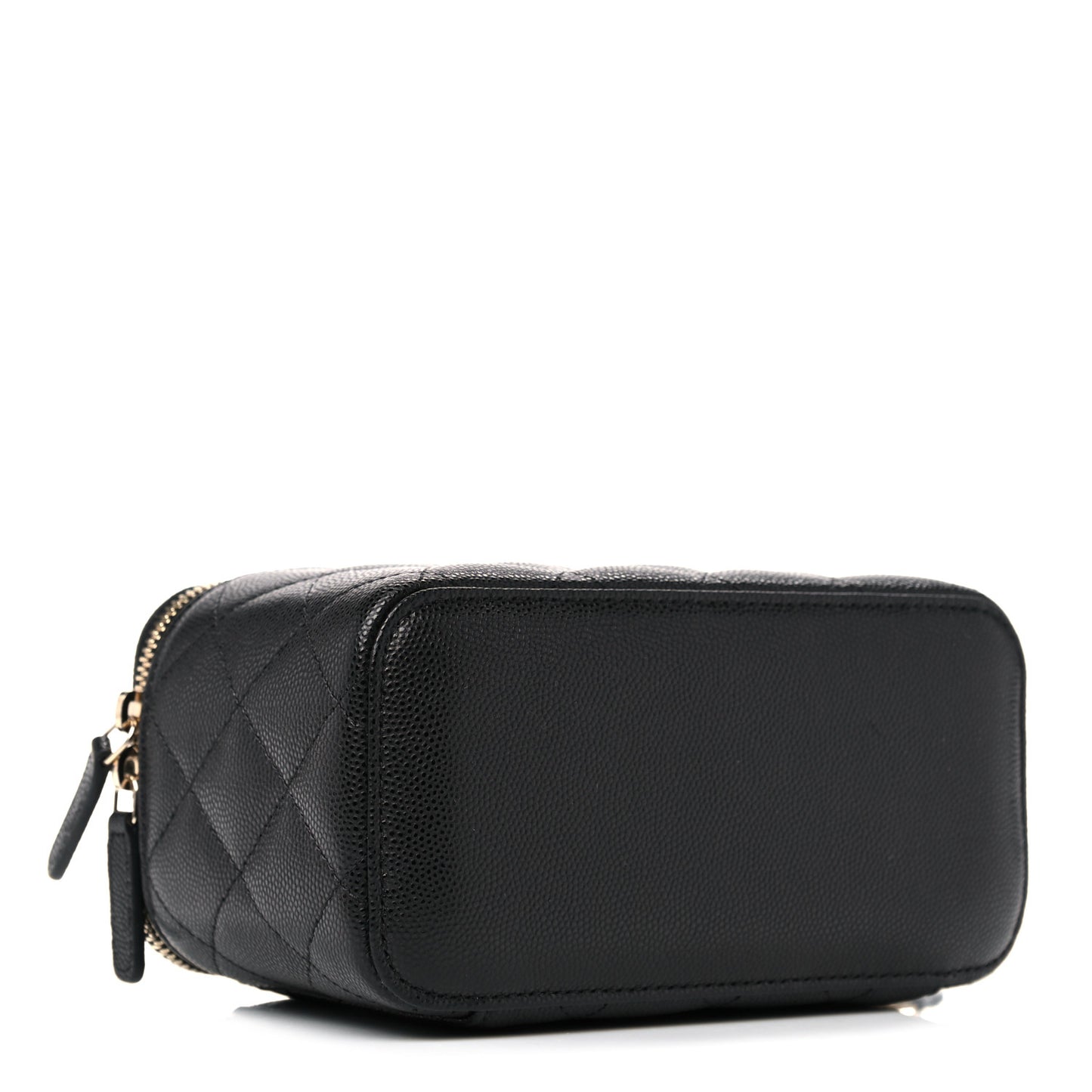 Caviar Quilted Small Vanity Case With Chain Black