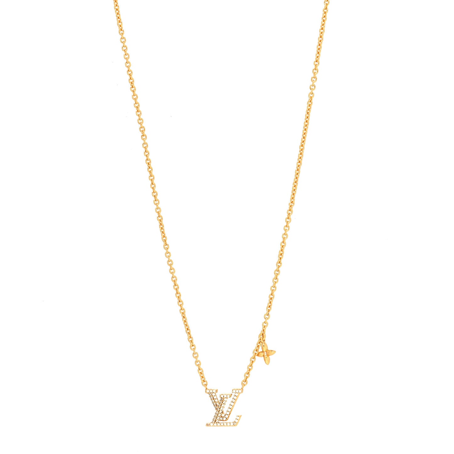 Metal Crystal LV Iconic Necklace Gold