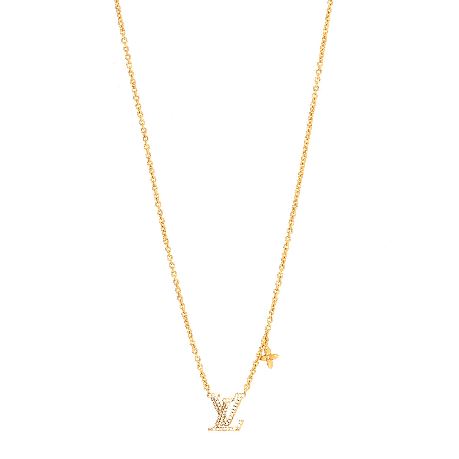Louis Vuitton Metal Crystal LV Iconic Necklace Gold 1 of 6