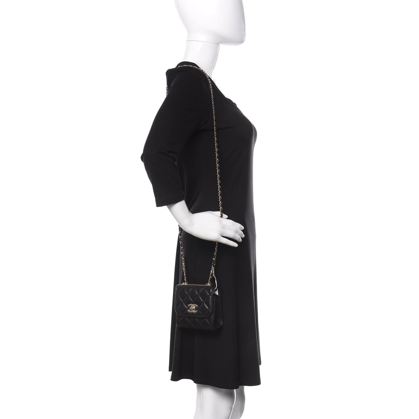 Lambskin Quilted Mini Trendy CC Chain Wallet Black