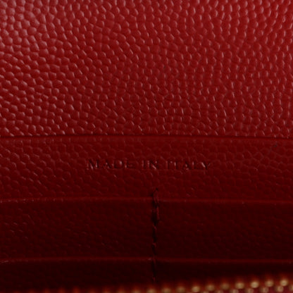 Saint Laurent Grain De Poudre Matelasse Chevron Monogram Chain Wallet Red 7 of 8