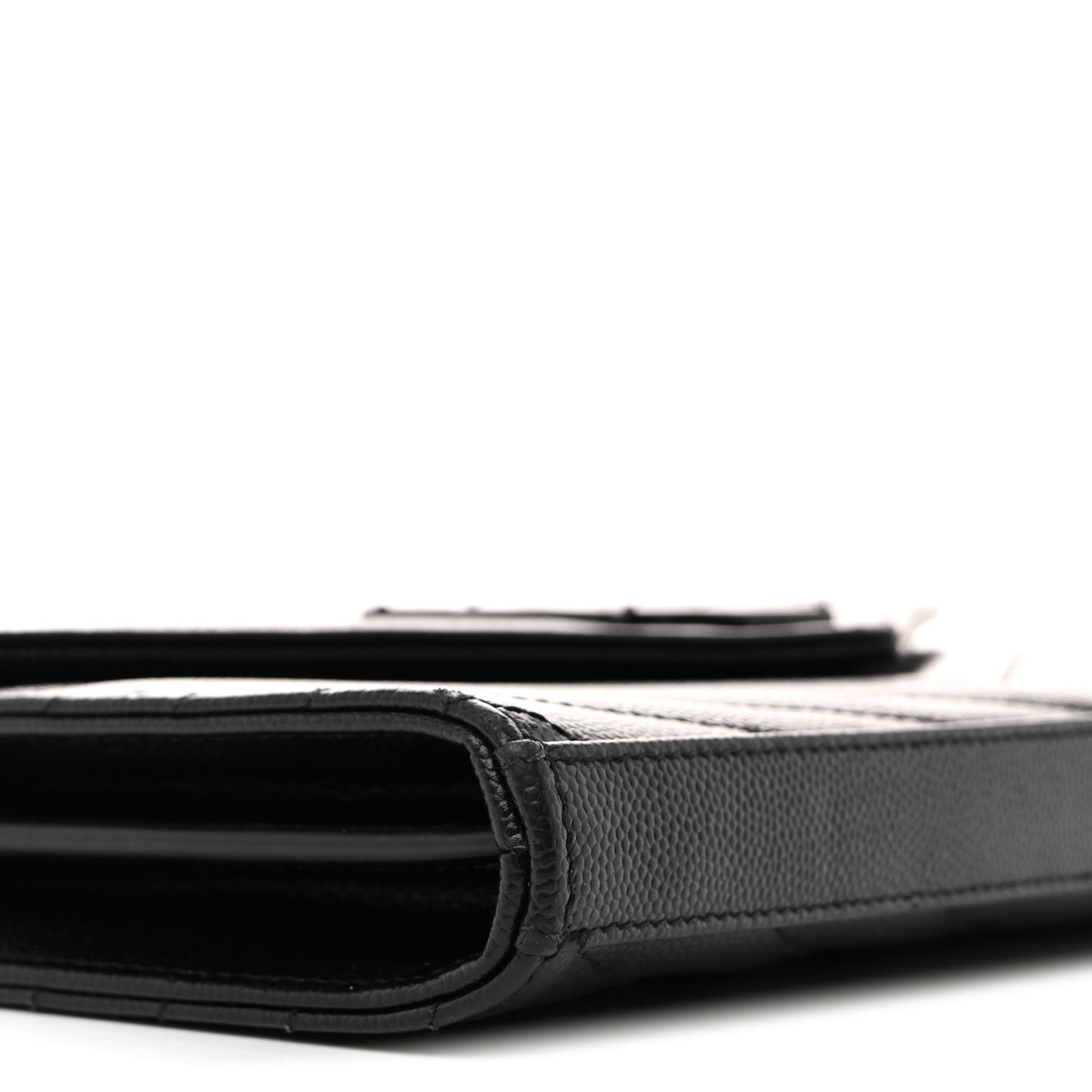 Grain De Poudre Matelasse Chevron Monogram Monochrome Chain Wallet Black
