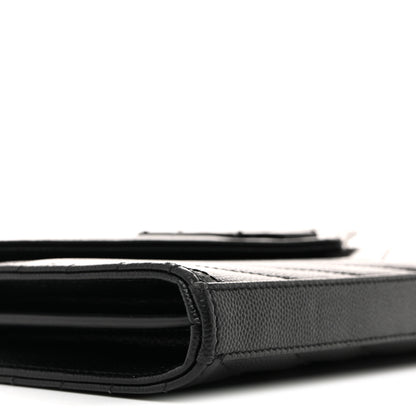 Saint Laurent Grain De Poudre Matelasse Chevron Monogram Monochrome Chain Wallet Black 10 of 12