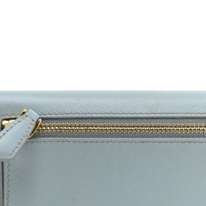 Prada Saffiano Metal Continental Flap Wallet Lago 11 of 13