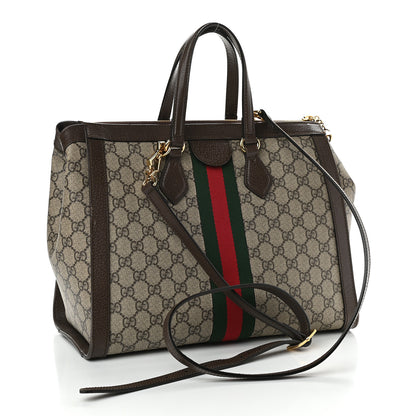 Gucci GG Supreme Monogram Web Medium Ophidia Tote Bag Brown 3 of 10