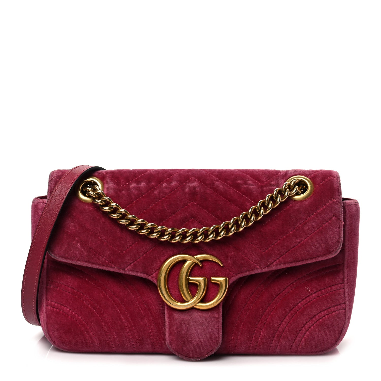 Gucci Velvet Matelasse Small GG Marmont Shoulder Bag Light Raspberry Rose 1 of 9