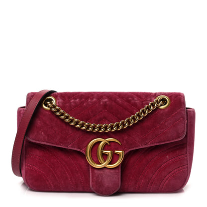 Gucci Velvet Matelasse Small GG Marmont Shoulder Bag Light Raspberry Rose 1 of 9