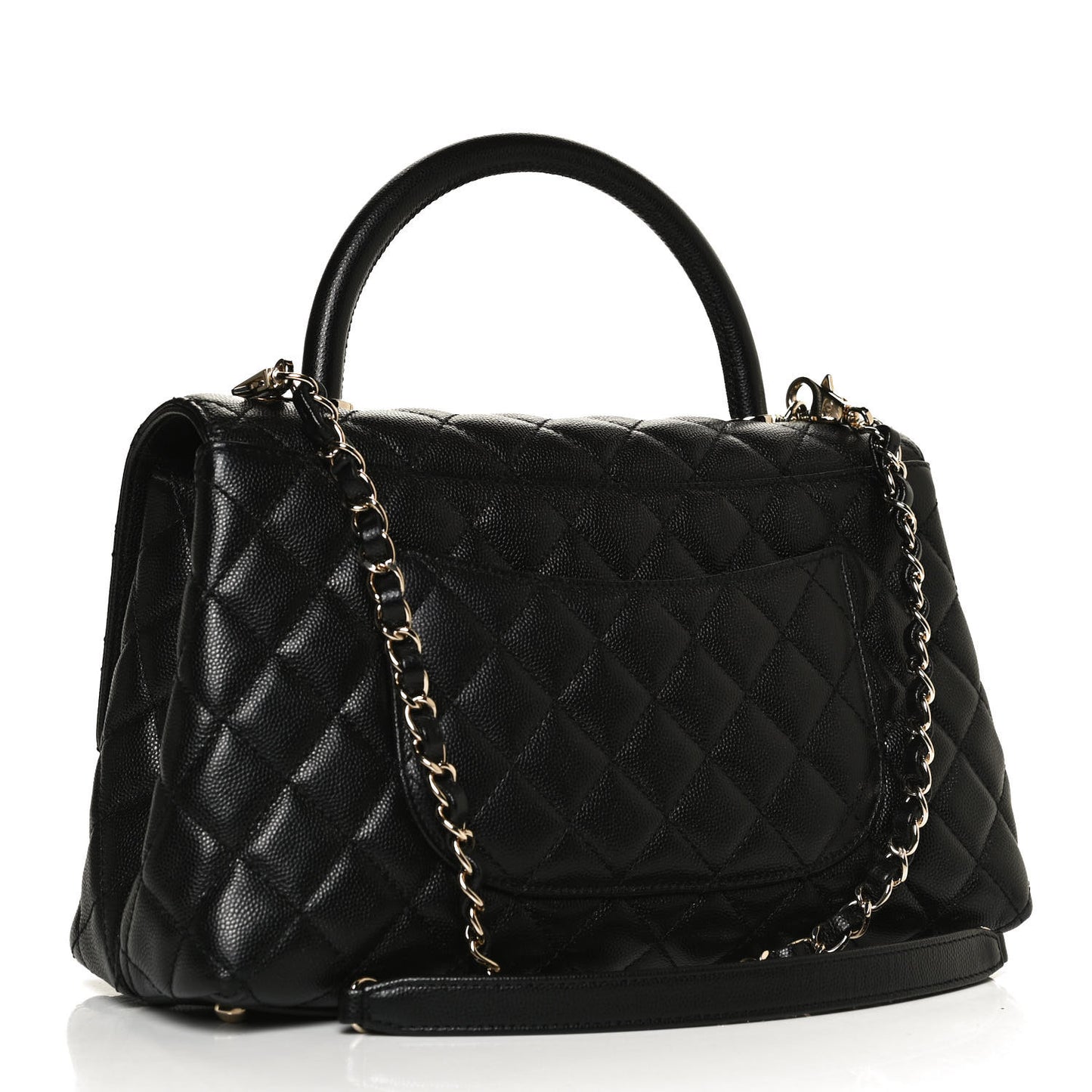Caviar Quilted Small Coco Handle Flap Black