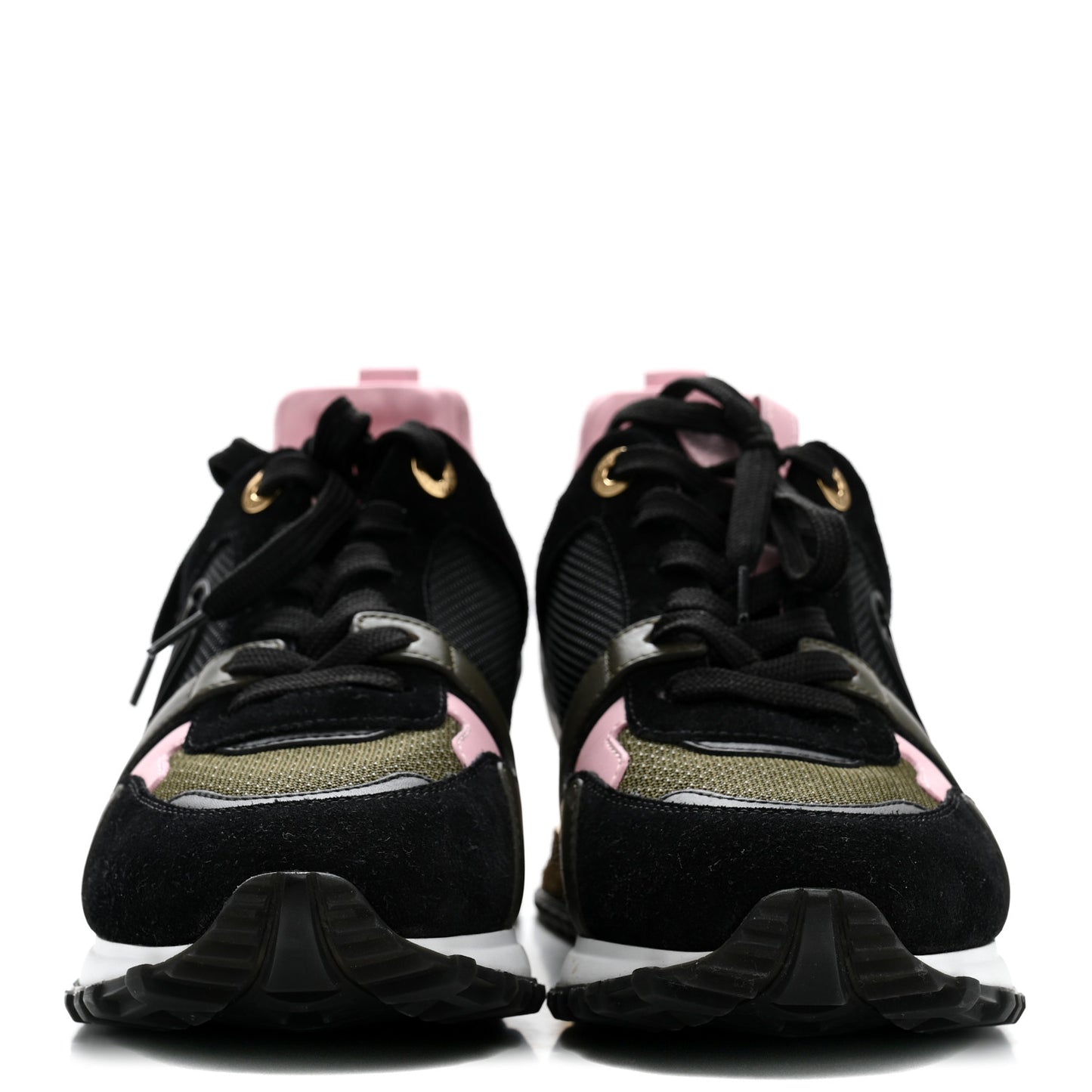 Suede Monogram Run Away Sneakers 37 Khaki Multicolor