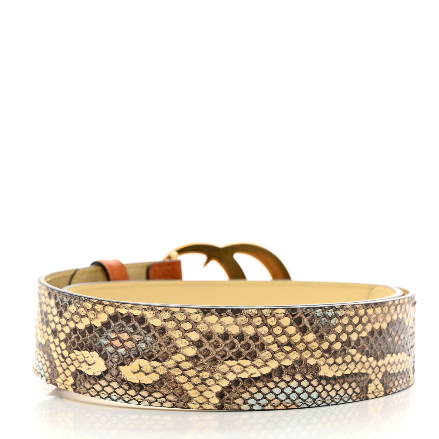 Ostrich Snakeskin Double G 40mm Belt 75 30 Gold Cloud Butter Ivory Paradise Cloud