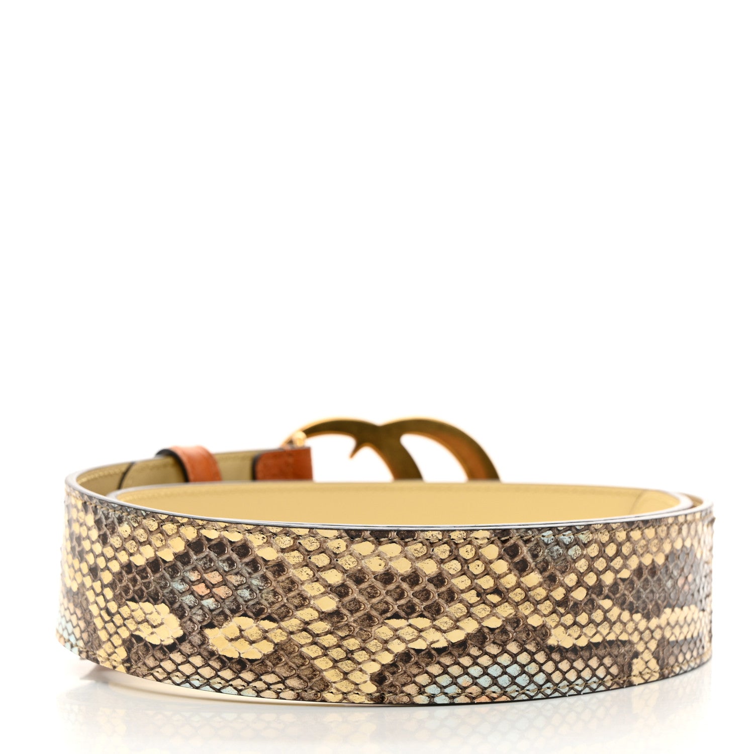 Gucci Ostrich Snakeskin Double G 40mm Belt 75 30 Gold Cloud Butter Ivory Paradise Cloud 2 of 5