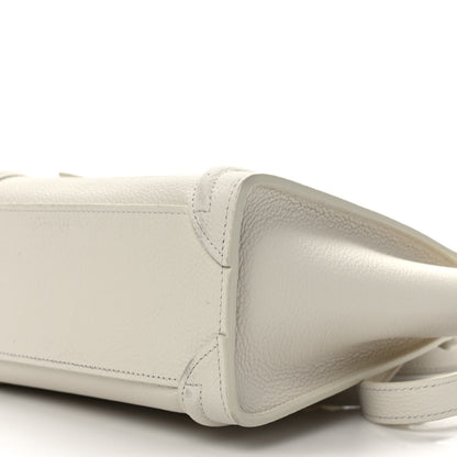 Celine Drummed Calfskin Nano Luggage Chalk 9 of 12