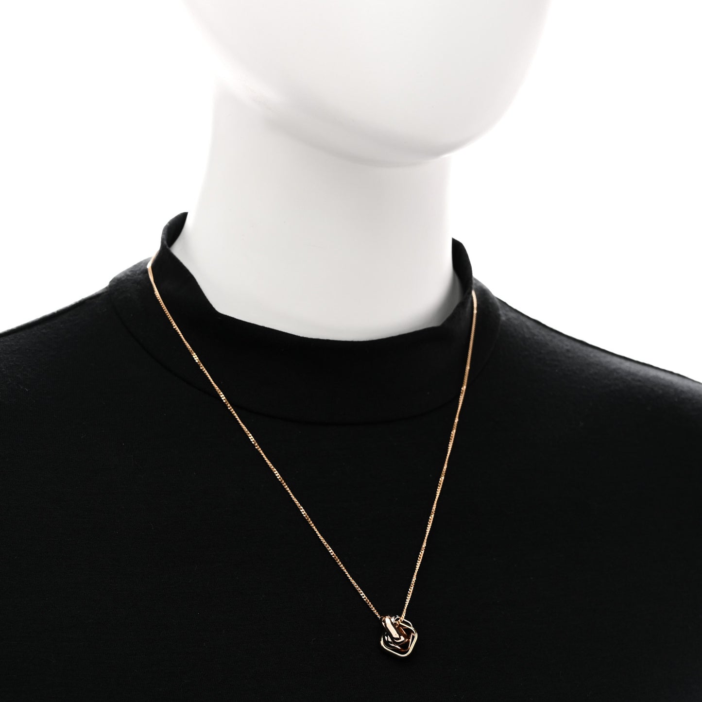 18K Pink Yellow White Gold Trinity Square Pendant Necklace