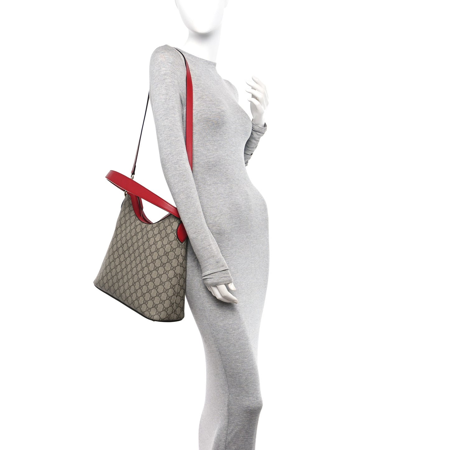 GG Supreme Monogram Linea A Hobo Red