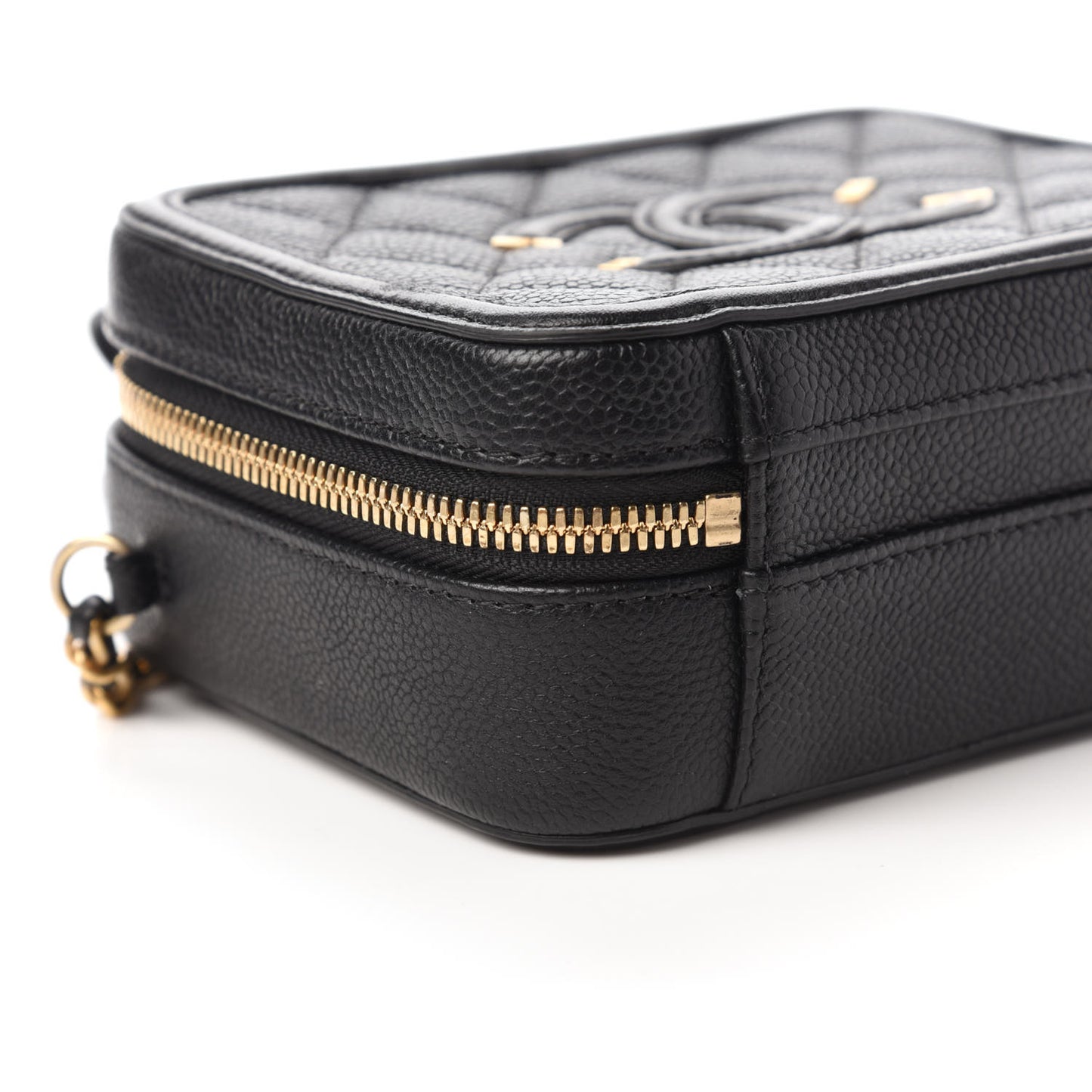 Caviar Quilted Small CC Filigree Vanity Case Black