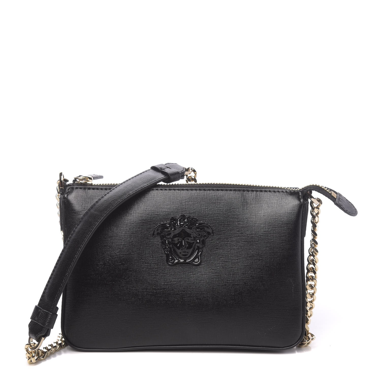 Versace Saffiano Calfskin Palazzo Chain Crossbody Black 1 of 10