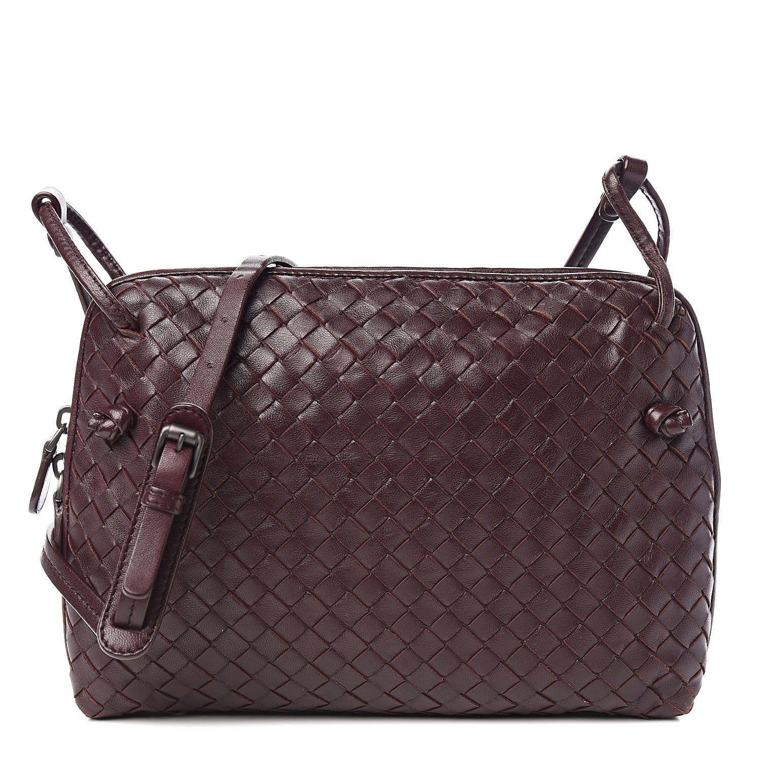 Bottega Veneta Nappa Intrecciato Nodini Crossbody Messenger Aubergine 1 of 14