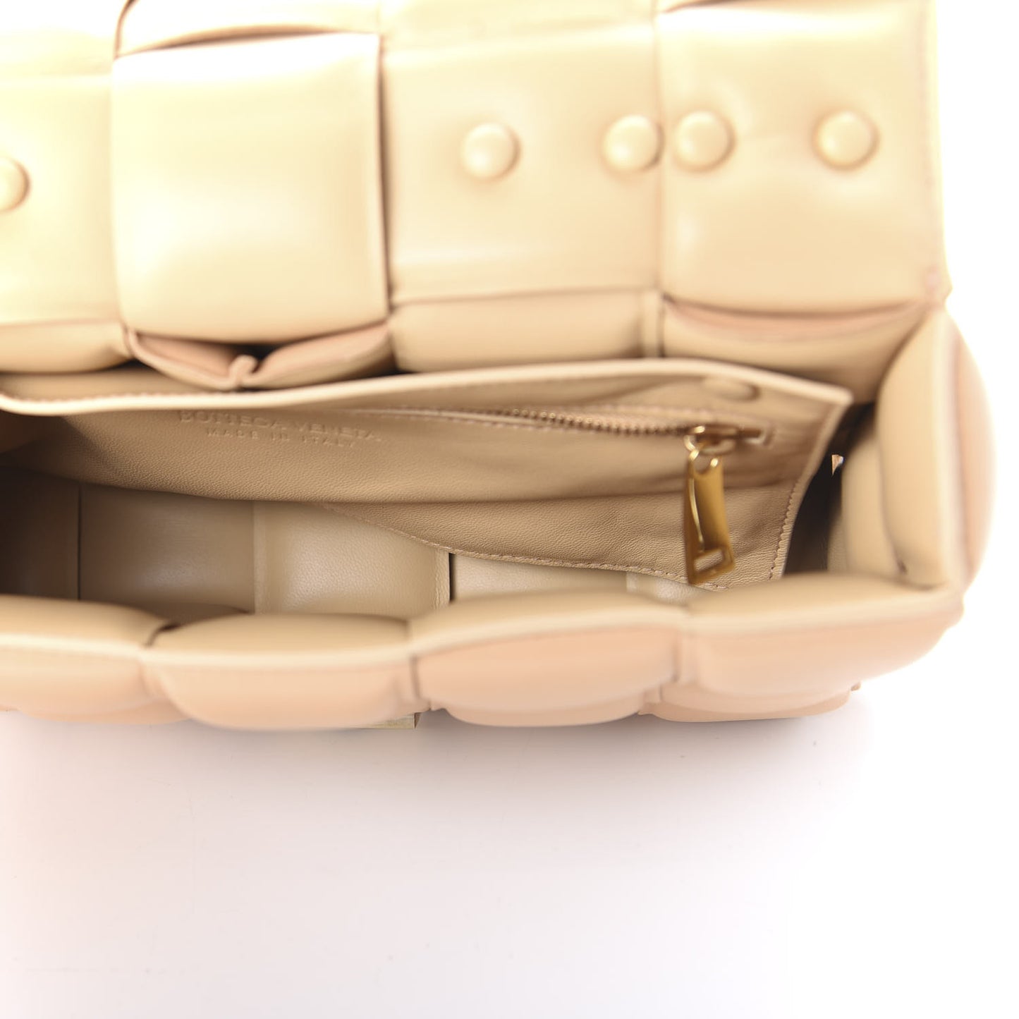 Lambskin Maxi Intreccio Padded Chain Cassette Crossbody Bag Almond