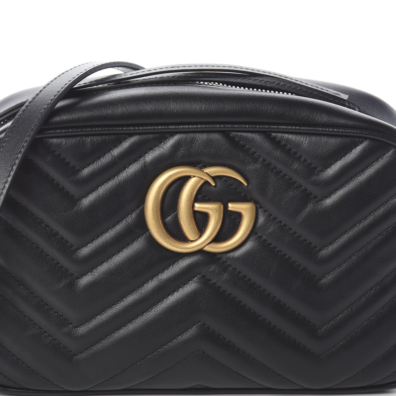 Gucci Calfskin Matelasse Small GG Marmont Chain Shoulder Bag Black 7 of 9