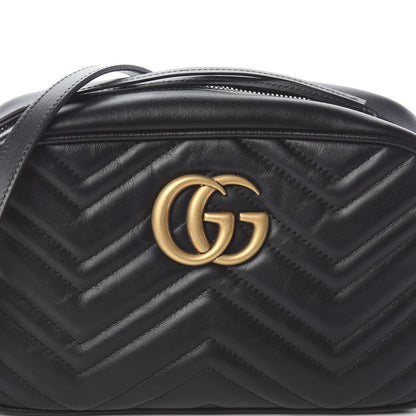 Gucci Calfskin Matelasse Small GG Marmont Chain Shoulder Bag Black 7 of 9