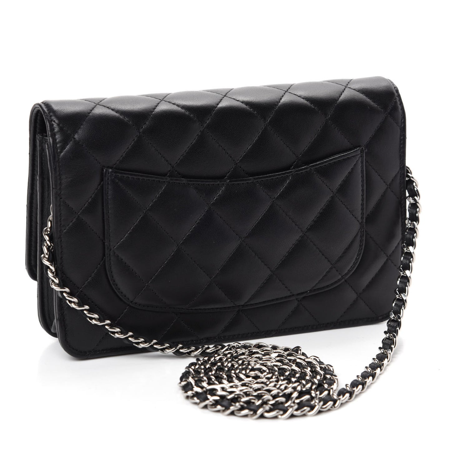 Lambskin Quilted Wallet On Chain WOC Black