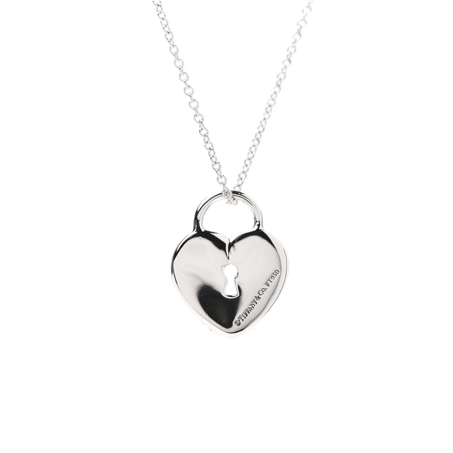 Platinum Diamond Small Heart Lock Pendant Necklace