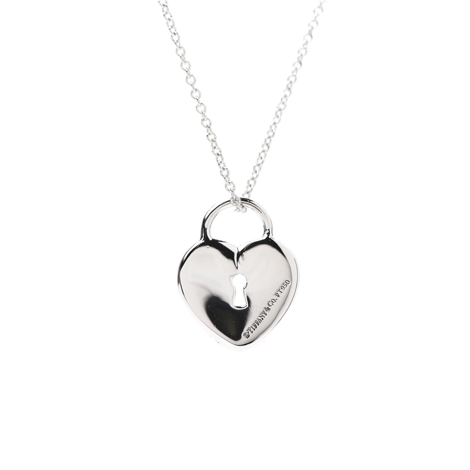 Tiffany Platinum Diamond Small Heart Lock Pendant Necklace 5 of 8