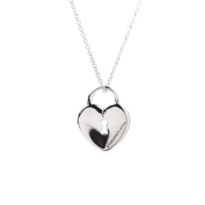 Tiffany Platinum Diamond Small Heart Lock Pendant Necklace 5 of 8